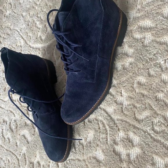 Franco Sarto Suede Boots Navy Blue - Picture 3 of 9